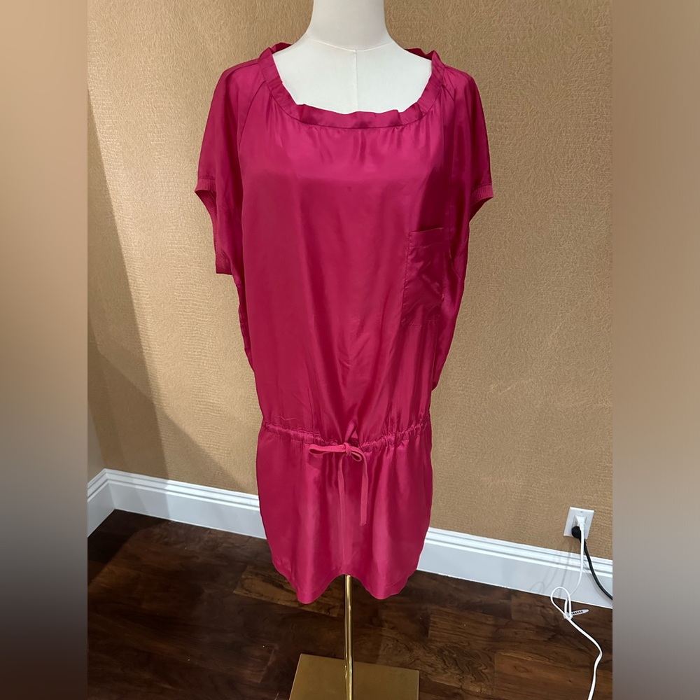 Vanessa Bruno Barbie pink silk dress with tie at waist -size  1